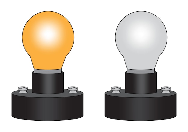 홀더가 있는 전구. 물리 교육 과학. 벡터 일러스트 레이 션 화이트에 격리.