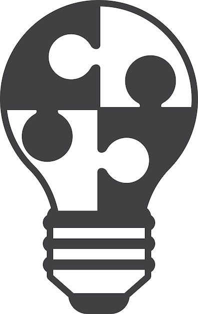 Лампочка с иллюстрацией головоломки в минимальном стиле