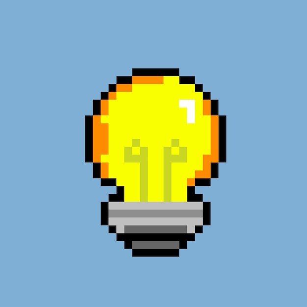 light bulb with pixel art style