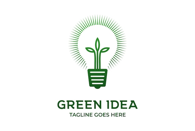 Лампочка с листовым деревом для зеленого сада Идея Инновационный дизайн логотипа Вектор