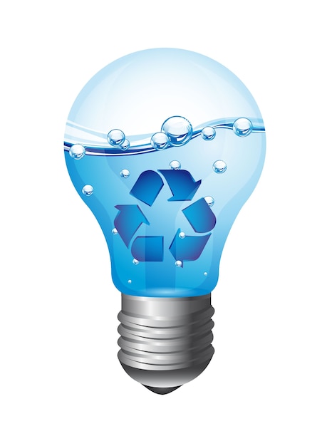 Vector light bulb with recycle bulb isolated