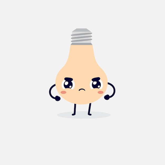 Vector a light bulb with a sad face.