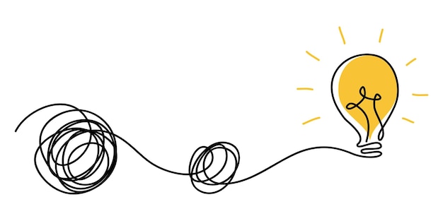 光を照らす電球 漫画スタイル フラット スタイル 手描きスタイル 落書きスタイル 創造性 イノベーション インスピレーション 発明とアイデア ベクトル図のシンボル
