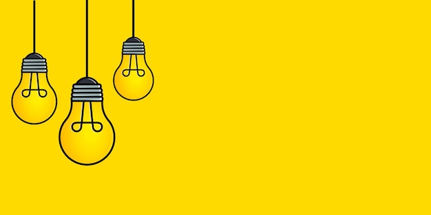 light bulb in yellow background vector
