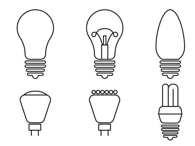 Light Bulb Line Icon Isolated On White Royalty Free Vector, 54% OFF