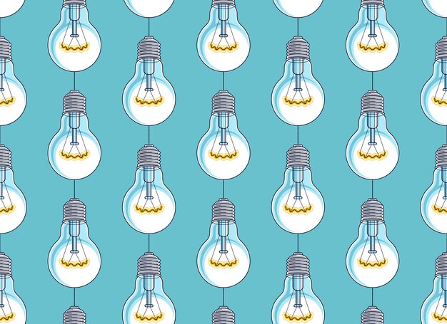 Light bulbs seamless background creative ideas concept website for creators or designers vector wallpaper or web site background