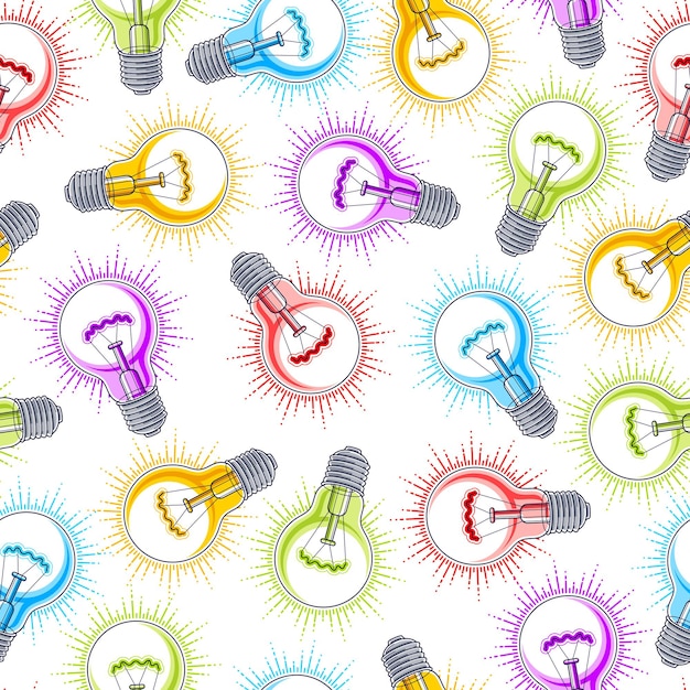 Vector light bulbs seamless background, creative ideas website concept, vector wallpaper or web site background.