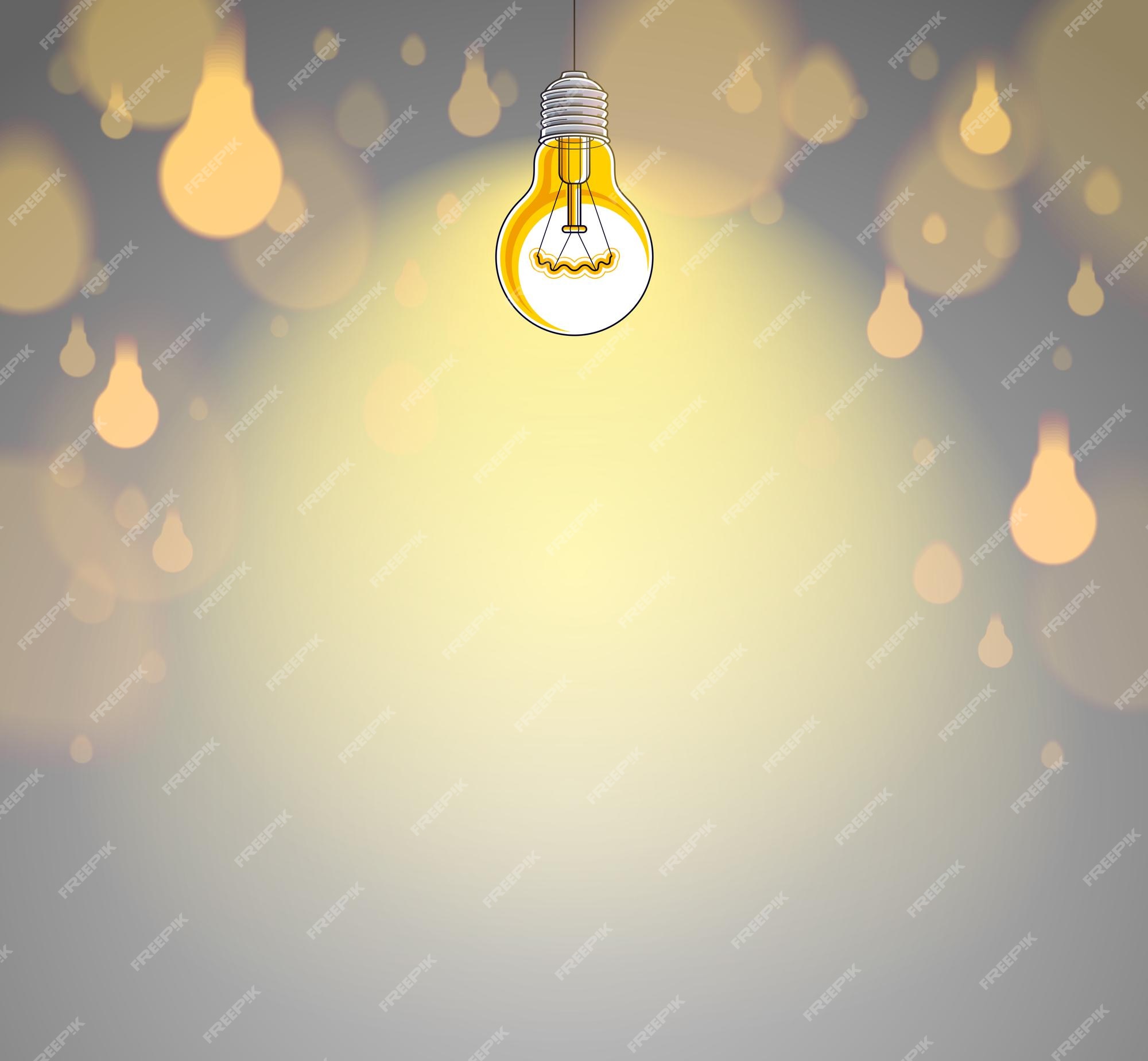 Premium Vector | Light bulbs shining beautiful vector realistic  illustration. ideas concept, creative inspiration, creativity. perfect  background or wallpaper.