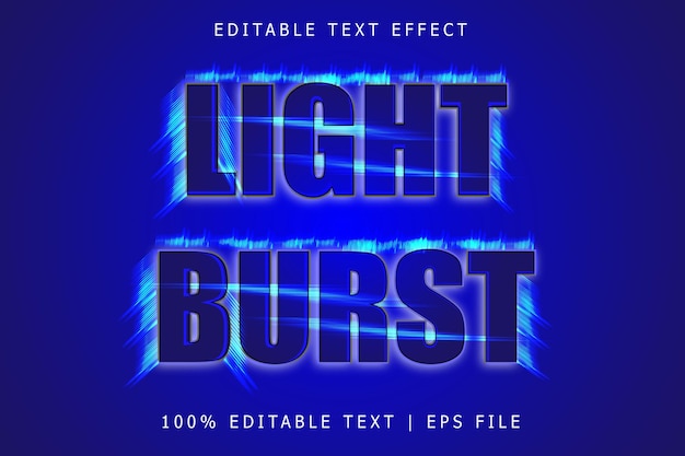 Light burst editable text effect 3 dimension emboss modern style