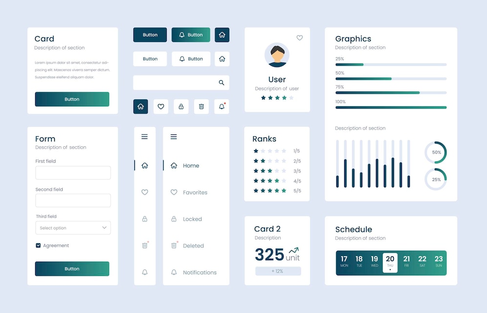 Premium Vector | Light Collection of gradient ui ux elements. Ux ...