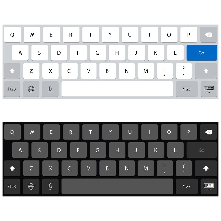 Vector light and dark alphabet buttons smartphone keyboard