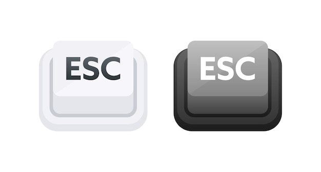 Vector light and dark themed escape esc computer key buttons vector stock illustration