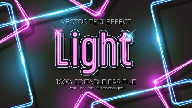 Vettore effetto testo al neon modificabile con luce effetto testo modificabile eps