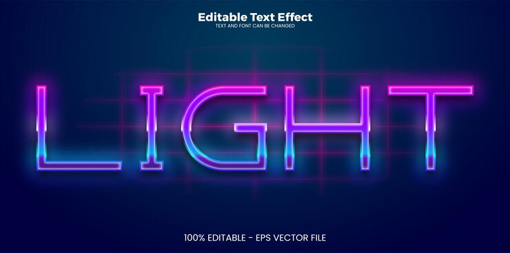 Vector light editable text effect in modern trend style