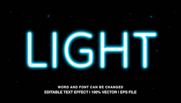 Светлый редактируемый текстовый эффект шаблон синий неоновый световой эффект стиль текста