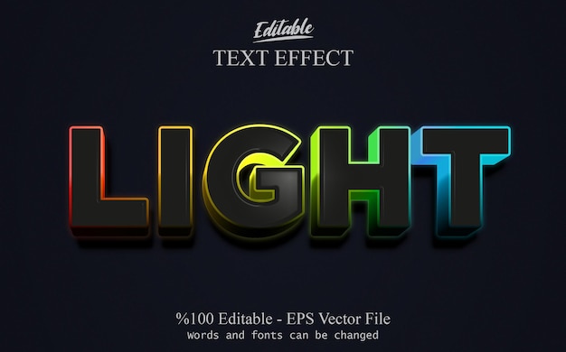 Light editable text effect vector eps