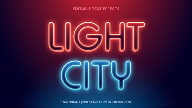 Vector light editable text effects