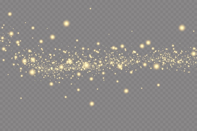 Light effect. Background of sparkling particles. Glittering elements on a transparent background.