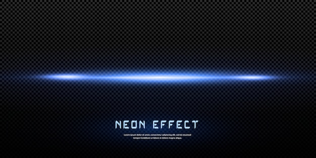 Vettore effetto luce, luce al neon blu
