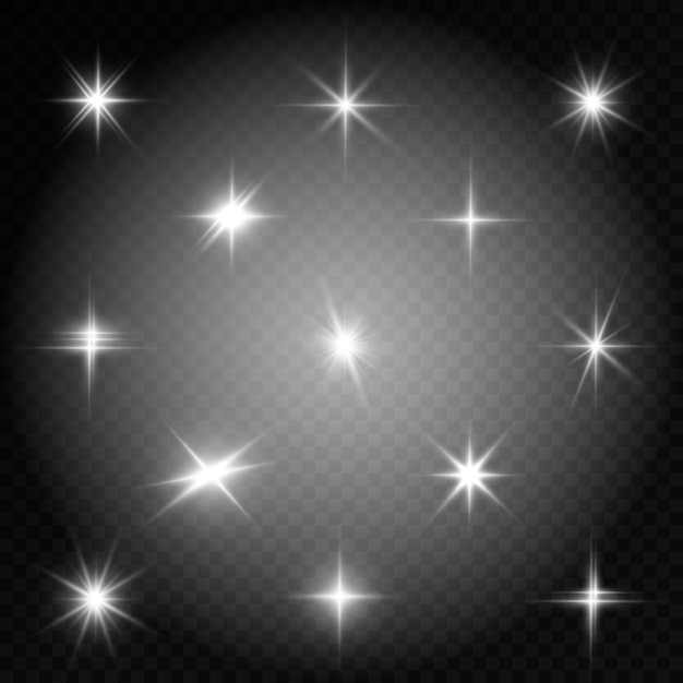 Vector light effect bright star. beautiful light set