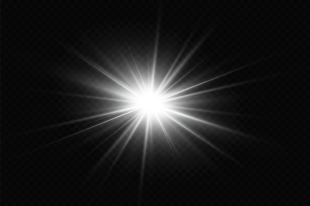 Световой эффект яркая звезда свет взрывается на прозрачном фоне яркое солнце