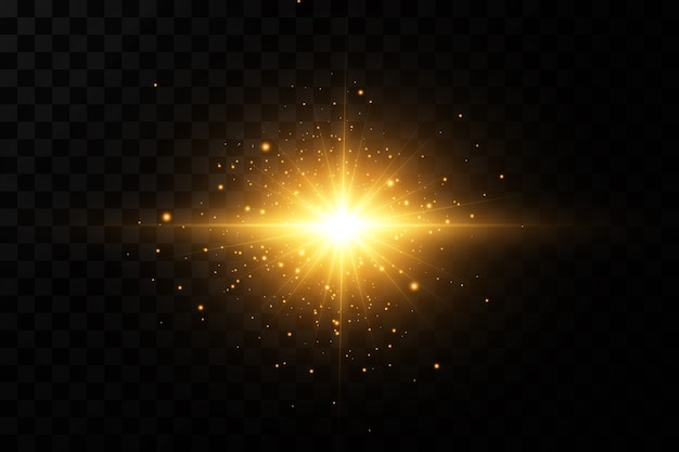 Light effect Bright Star Light explodes on a transparent background Bright sun