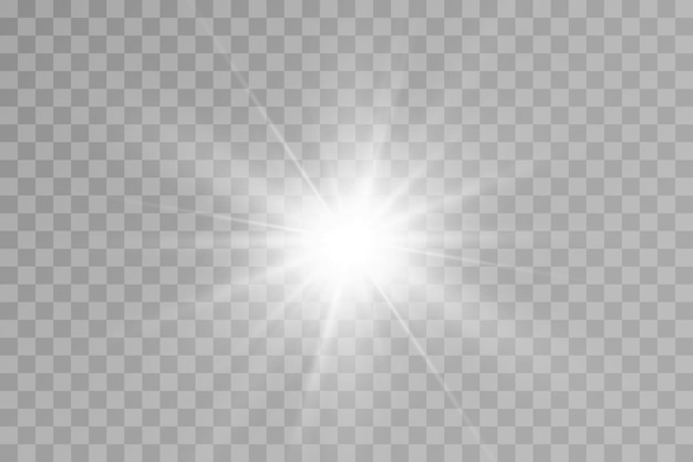 Light effect Bright Star Light explodes on a transparent background Bright sun