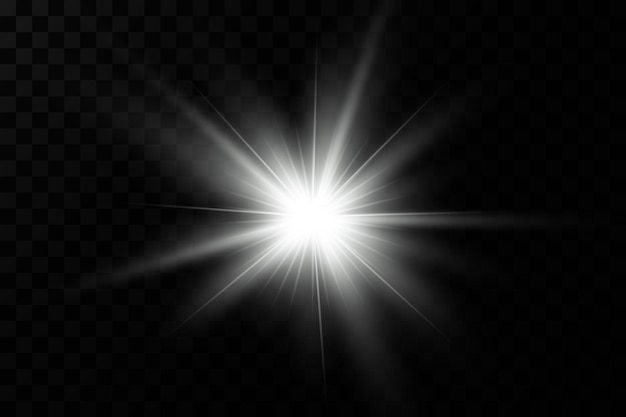 Vector light effect bright star light explodes on a transparent background bright sun