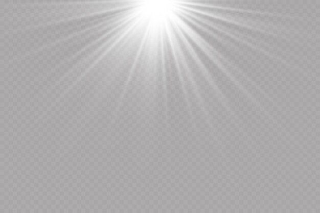 Light effect. Bright Star. Light explodes on a transparent background. Bright sun