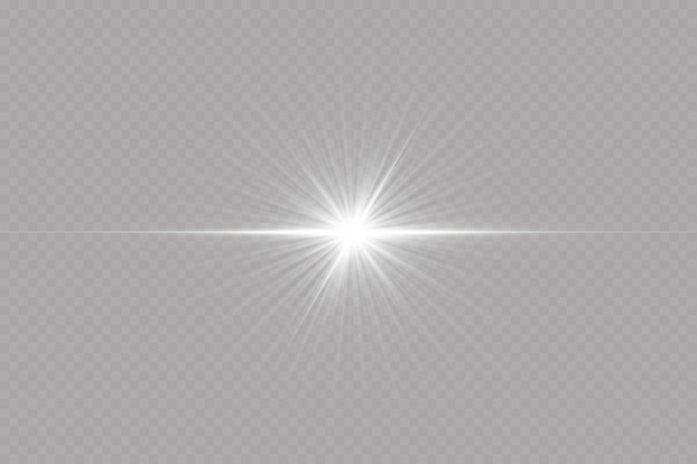 Light effect. Bright Star. Light explodes on a transparent background. Bright sun