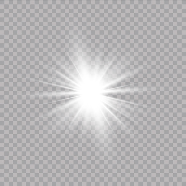 Light effect glow. Bright Star. The transparent shining sun, bright flash.