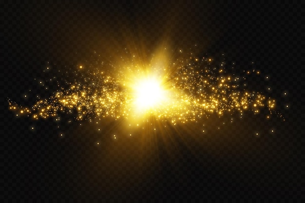 Light effect Golden bright star yellow sun Starlight sparkling light dust