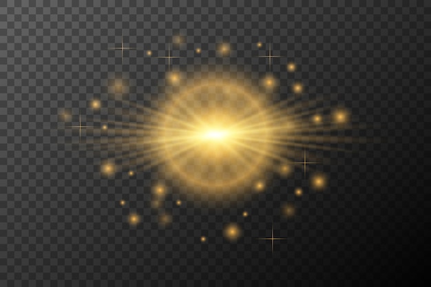 Light effect Golden isolated flare explosion shiny dust line solar flare spark star neon light vector effect