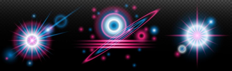 Vector light effect isolated flare tire explosion dust line sun flare star spark sunlight vector set blue pink