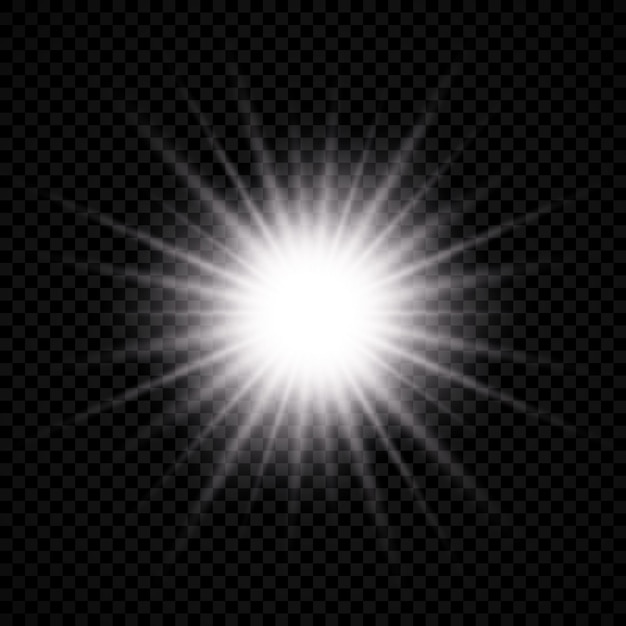 Vector light effect of lens flare. white glowing light explodes with starburst effects and sparkles on a transparent background. vector illustration