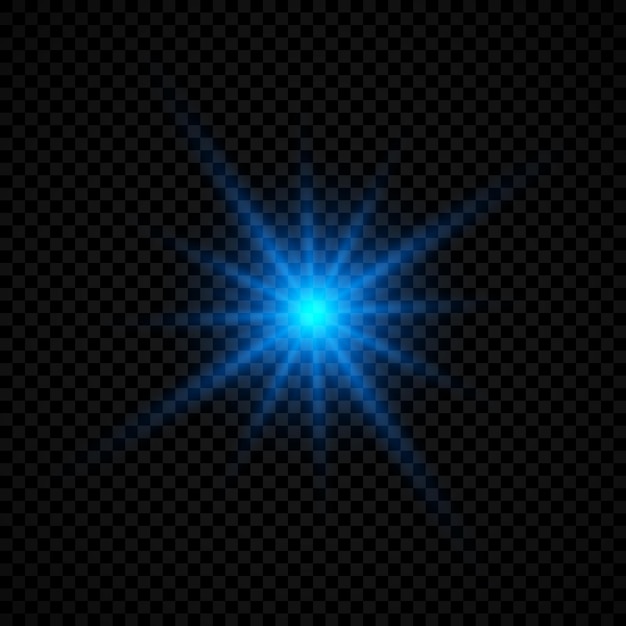 Effetto luce dei riflessi dell'obiettivo. luci incandescenti blu effetti starburst con scintillii su uno sfondo trasparente. illustrazione vettoriale