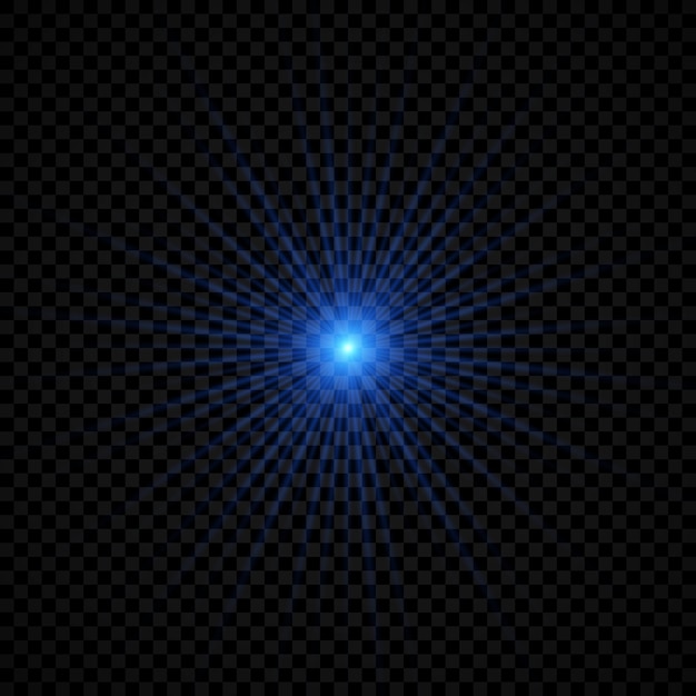 Light effect of lens flares. Blue glowing lights starburst effects with sparkles on a transparent background. Vector illustration