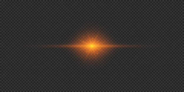 Light effect of lens flares Orange horizontal glowing light starburst effect with sparkles