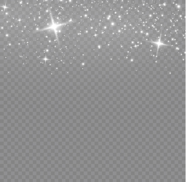 Effetto luce scintillio di polvere bianca stellata stelle luminose scintillii scintille flash di natale vector