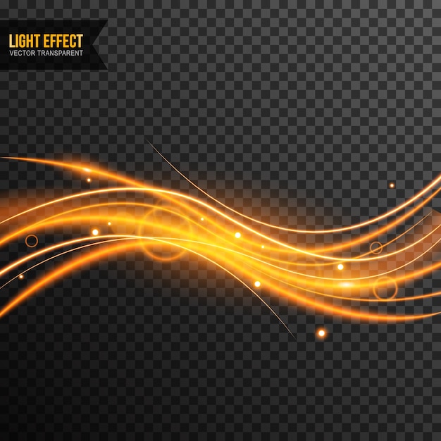 Light effect vector transparent with golden sparkles