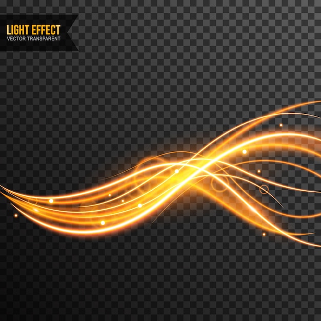 Light effect vector transparent with golden sparkles