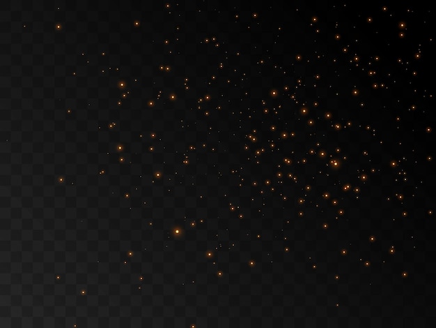 A light effect with a lot of shiny glare particles falling from top to bottom on a dark background