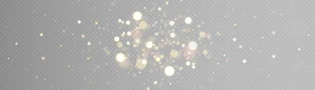 Light effect with lots of glittery glare particles shining on a transparent background