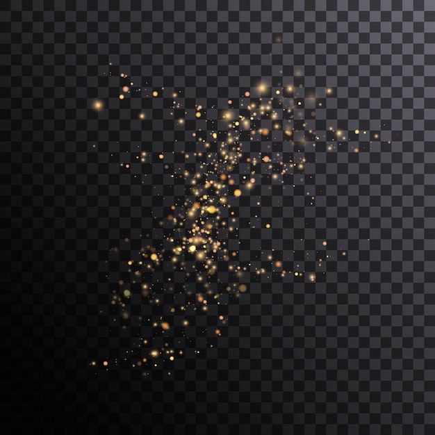 Light effect with lots of shiny highlights shining on transparent background for christmas new year