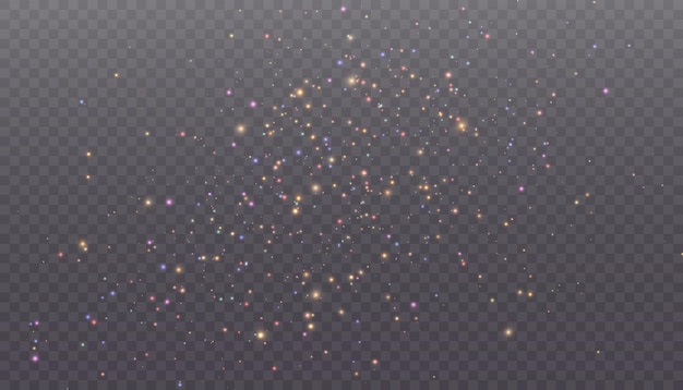 Световой эффект с множеством блестящих мерцающих частиц, изолированных на прозрачном фоне Векторная звезда