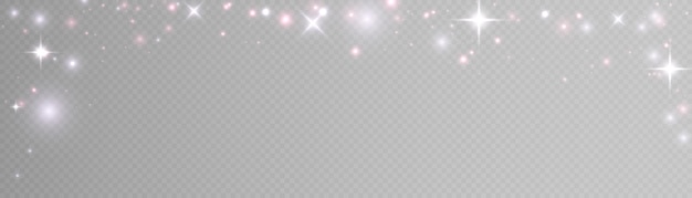 Light festive effect with lots of shiny shimmering particles isolated on transparent background.