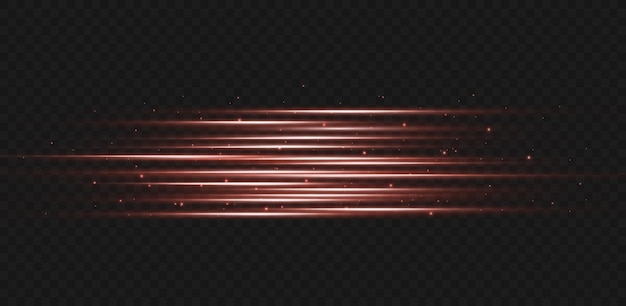 라이트 플래시 또는 빨간색 네온 줄무늬. 레이저 빔. 아름다운 빛의 반사.