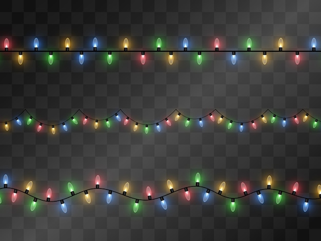 Light garland on a transparent background.