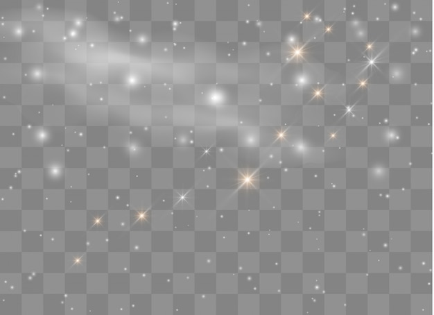 Световой эффект свечения звезд. сверкающие частицы волшебной пыли.