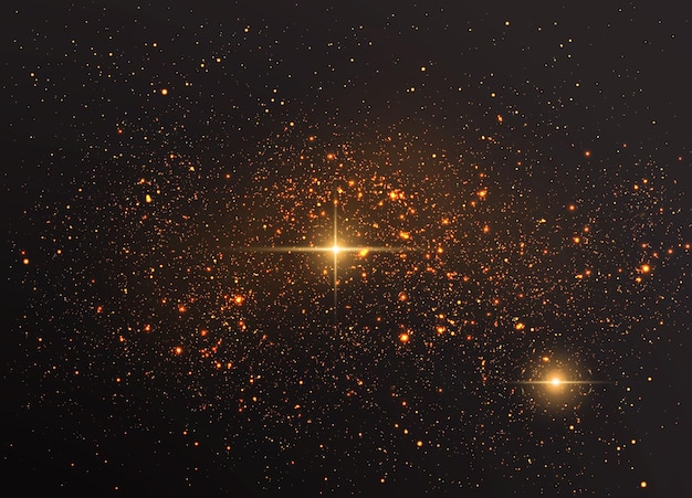 ベクトル 光の輝き効果の星 暗い背景にベクトルの輝き クリスマスの抽象的なパターン 輝く魔法のほこりの粒子